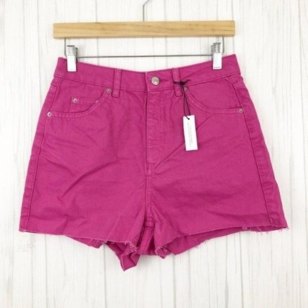 TOPSHOP Pink Denim Mom Shorts